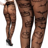 Rajstopy damskie KABARETKI stylowe HALLOWEEN dynia nietoperz ONE SIZE
