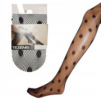 Rajstopy kabaretki Tezenis ażurowe 30den czarne kropki rozmiar 1/2 (S/M) Calzedonia