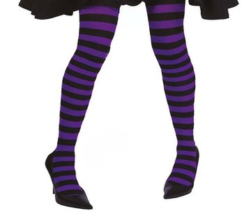 Rajstopy paski czarno-fioletowe - Guirca