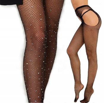 Rajstopy Wycięte Pończochy Kabaretki Siatka Cyrkonie - Inna marka