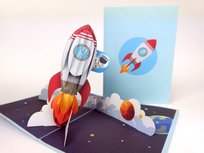 Rakieta, Kosmos, Kartka 3D, Prezent, Dzień Dziecka GrandGift