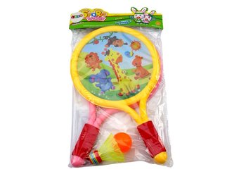 Rakietki Do Badmintona Dziecięce Zwierzęta Żółty Różowy - Lean Toys