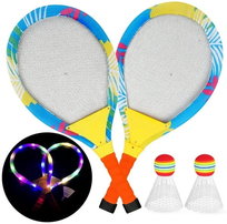 RAKIETKI PALETKI ZE ŚWIATŁEM GRA BADMINTON 55CM ŚWIECĄCE + LOTKA BIGTOYS