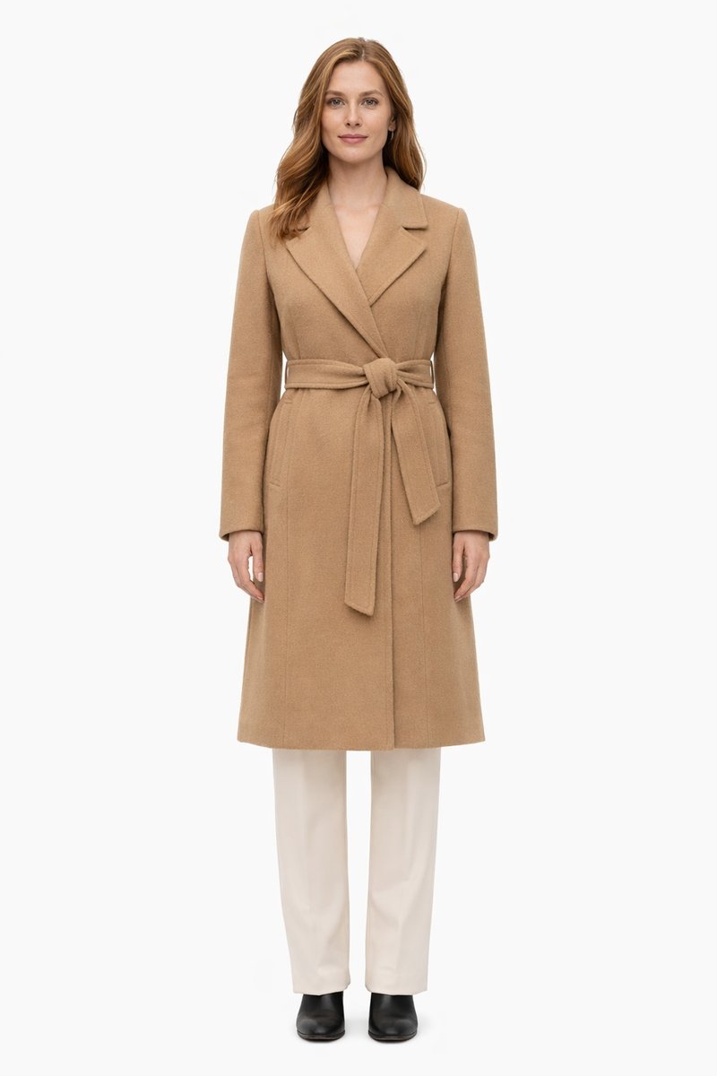 Ralph Lauren RALPH LAUREN PŁASZCZ KLASYCZNY BEŻOWY Z PASKIEM I KLAPAMI 36 I3A