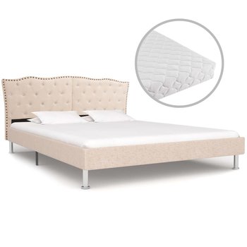 Rama łóżka beżowa, tkaninowa, z materacem, 160x200  - vidaXL