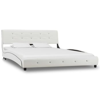 Rama łóżka biała, bez materaca, skórzana, 140x200  - vidaXL