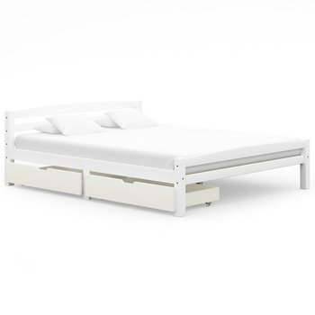 Rama łóżka biała, drewno sosnowe, z 2 szufladami, 160x200 cm - vidaXL