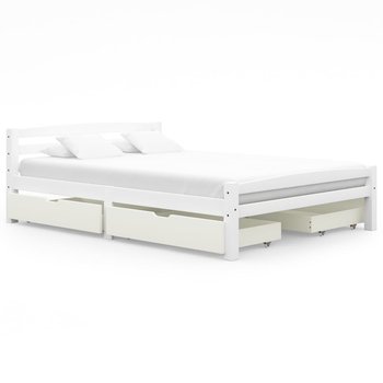 Rama łóżka biała, drewno sosnowe, z 4 szufladami, 140x200 cm - vidaXL