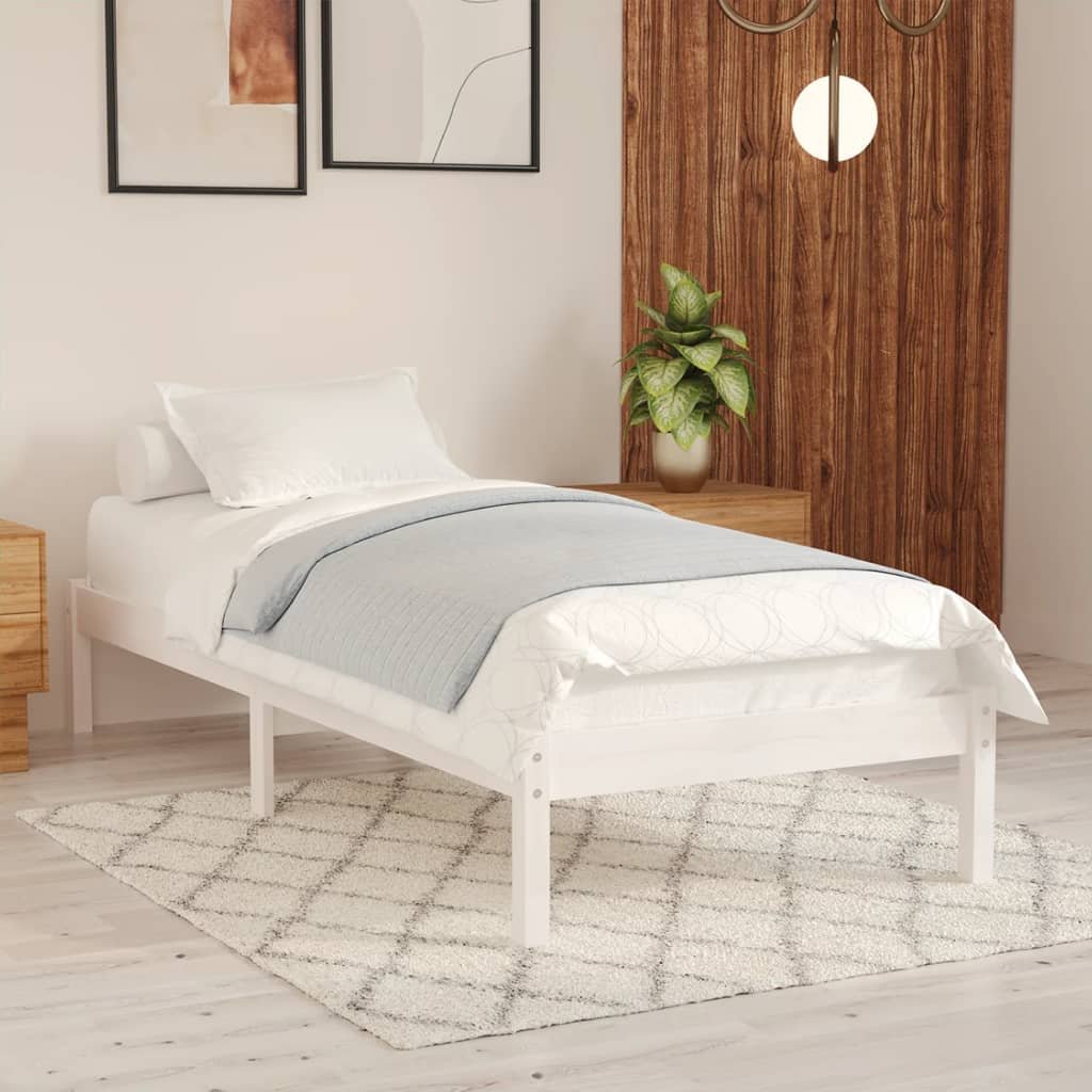 Фото - Ліжко VidaXL Rama łóżka, biała, , lite drewno sosnowe, 100x200 cm 