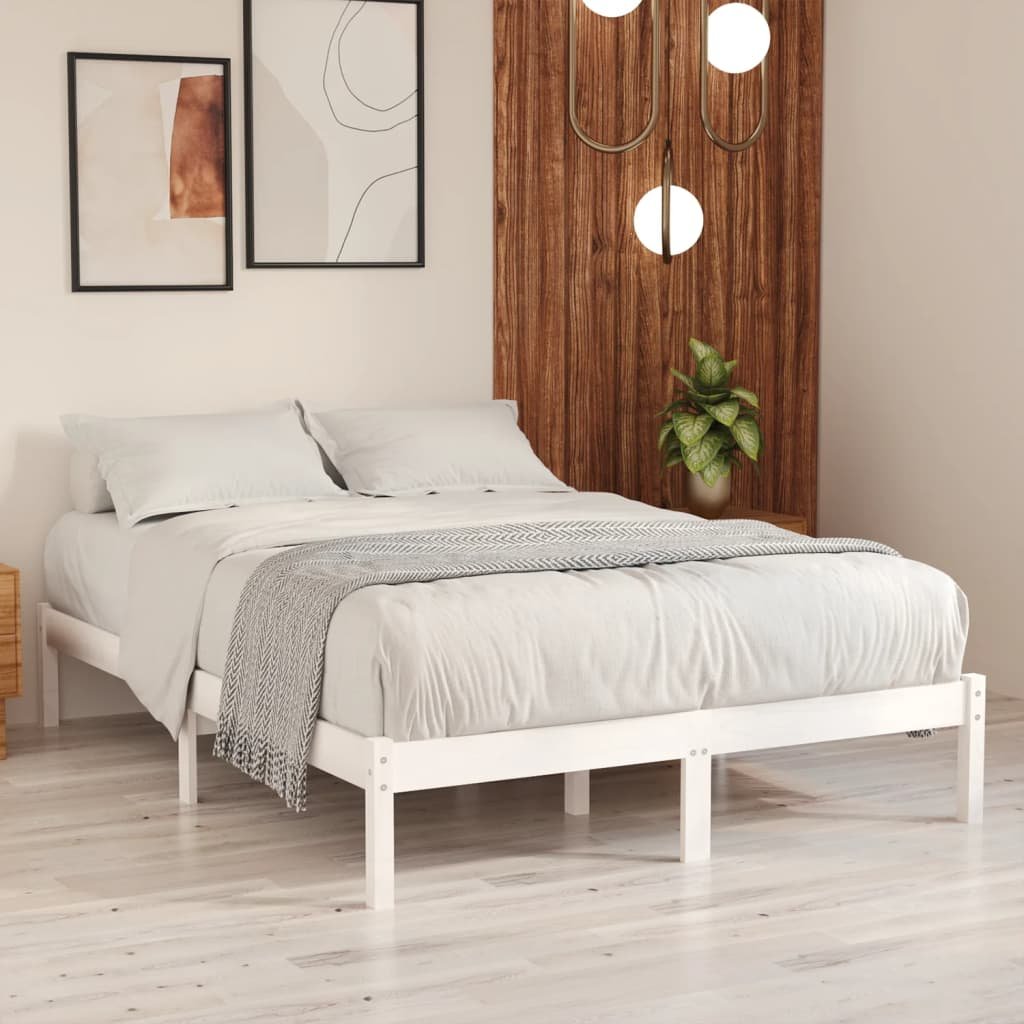Фото - Ліжко VidaXL Rama łóżka, biała, , lite drewno sosnowe, 140x190 cm 