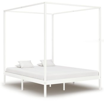 Rama łóżka biała, VidaXL, z baldachimem, 160x200 cm - vidaXL