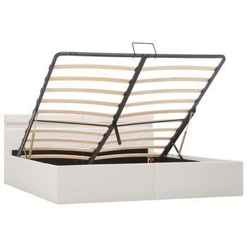 Rama łóżka biała, z podnośnikiem, LED, bez materaca, 160x200  - vidaXL