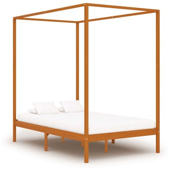 Rama łóżka brązowa, z baldachimem, bez materaca, 140x200  - vidaXL
