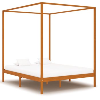 Rama łóżka brązowa, z baldachimem, bez materaca, 160x200  - vidaXL