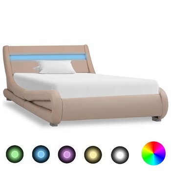 Rama łóżka cappuccino, sztuczna skóra, LED, bez materaca, 100x200  - vidaXL