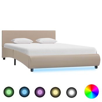 Rama łóżka cappuccino, sztuczna skóra, LED, bez materaca, 140x200 - vidaXL