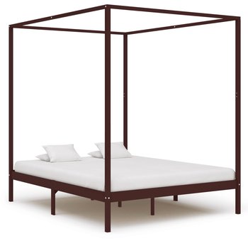 Rama łóżka ciemnobrązowa, z baldachimem, 160x200  - vidaXL