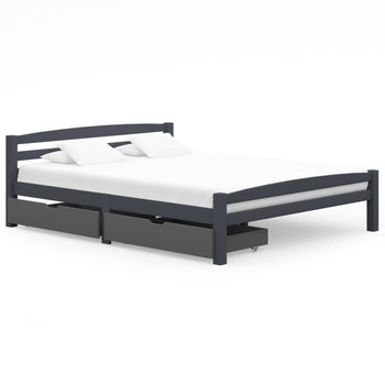 Rama łóżka, ciemnoszara, sosnowa, z 2 szufladami, 160x200 cm - vidaXL