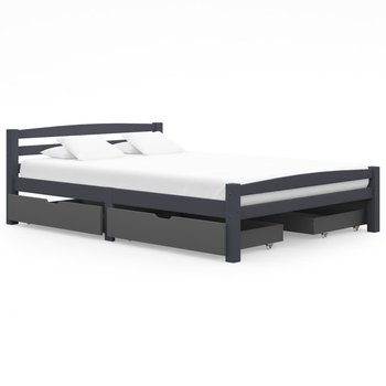 Rama łóżka ciemnoszara, sosnowa, z 4 szufladami, 140x200 cm - vidaXL