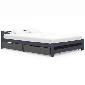 Rama łóżka ciemnoszara, sosnowa, z 4 szufladami, 180x200 cm - vidaXL