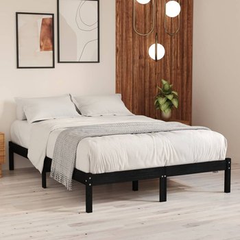 Rama łóżka, czarna, VidaXL, lite drewno sosnowe, 160x200 cm - vidaXL