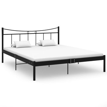 Rama łóżka, czarna, VidaXL, metal i sklejka, 160x200 cm  - vidaXL