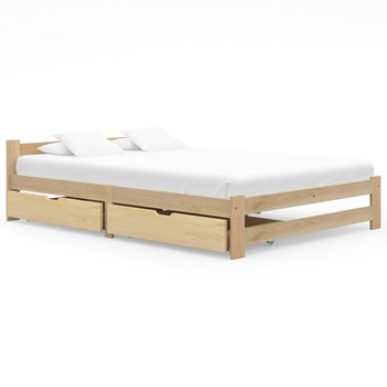 Rama łóżka lite drewno sosnowe, z 2 szufladami, 140x200 cm - vidaXL
