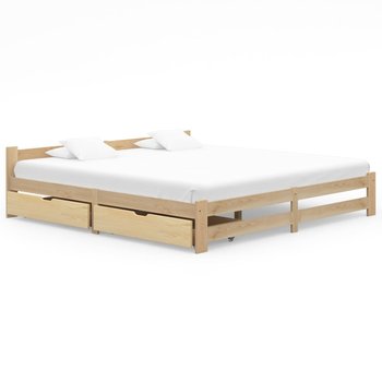 Rama łóżka lite drewno sosnowe, z 2 szufladami, 200x200 cm - vidaXL