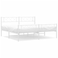 Rama łóżka metalowa, biała, 219x187x90 cm