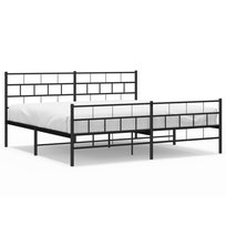 Rama łóżka metalowa, czarna, 207x198x90 cm
