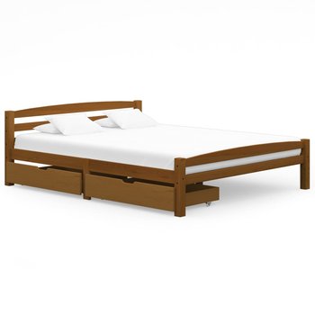 Rama łóżka miodowy brąz, sosna, z 2 szufladami, 160x200  - vidaXL