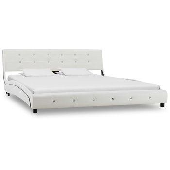 Rama łóżka skórzane, biała, VidaXL, 160x200 cm - vidaXL