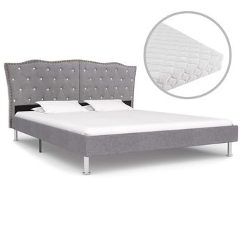 Rama łóżka szara, tkaninowa, z materacem, 160x200  - vidaXL