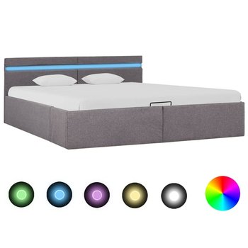 Rama łóżka taupe, z podnośnikiem, LED, tkanina, 160x200  - vidaXL