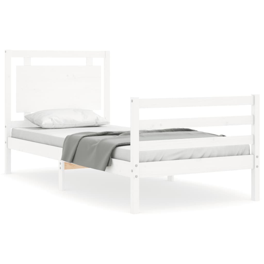 Фото - Ліжко VidaXL Rama łóżka z wezgłowiem, biała, 90x200 cm, lite dr 