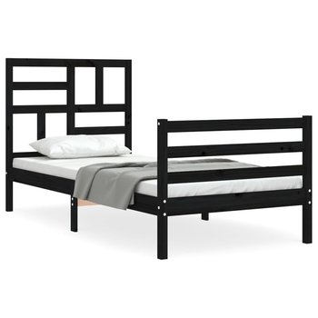 Rama łóżka z wezgłowiem, czarna, 100x200 cm, lite - vidaXL