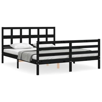 Rama łóżka z wezgłowiem, czarna, 160x200 cm, lite - vidaXL