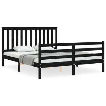 Rama łóżka z wezgłowiem, czarna, 160x200 cm, lite - vidaXL