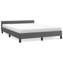 Rama łóżka z zagłówkiem - szara, 193x146x50 cm