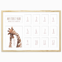 Ramka drewniana na zdjęcia - PIERWSZY ROCZEK 13 zdjęć miesiąć po miesiącu