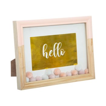 Ramka na zdjęcia z podstawką HELLO, 10 x 15 cm, z pomponami - Atmosphera for kids