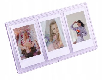 Ramka Stojąca Na 3 Zdjęcia Do Aparatów / Drukarek Drukujących Na Papierze Zink / Fuji Instax Mini - Fioletowa - LOVEINSTANT
