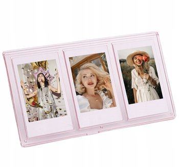 Ramka Stojąca Na 3 Zdjęcia Do Aparatów / Drukarek Drukujących Na Papierze Zink / Fuji Instax Mini - Różowa - LOVEINSTANT