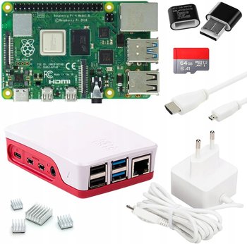 Raspberry Pi 4 zestaw startowy 8 GB karta SD 64 GB 4K radiatorów model - Raspberry Pi