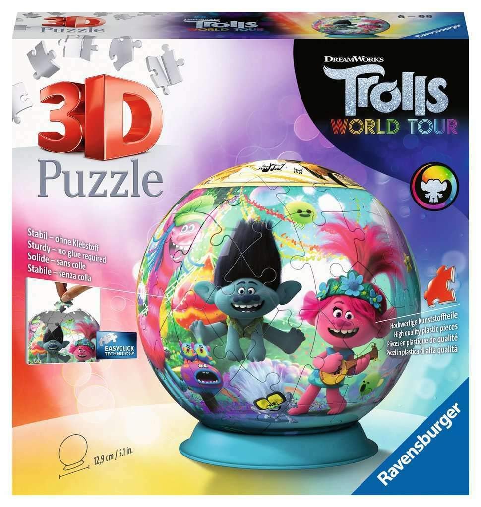 Ravensburger 3D Puzzle 11169 - Puzzle-Ball Trolls World Tour - 72 Teile ...