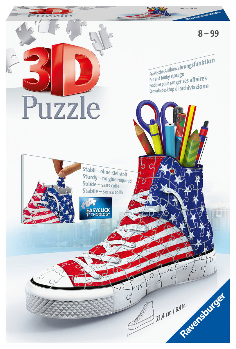 Ravensburger, puzzle 3D, Przybornik, Amerykański trampek, 108 el.