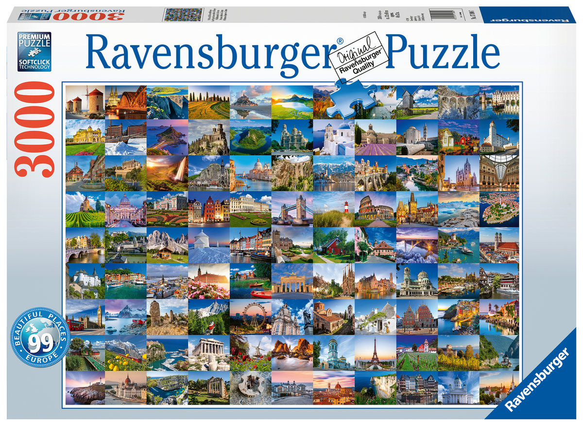Ravensburger, puzzle, 99 pięknych miejsc w Europie, 3000 el.