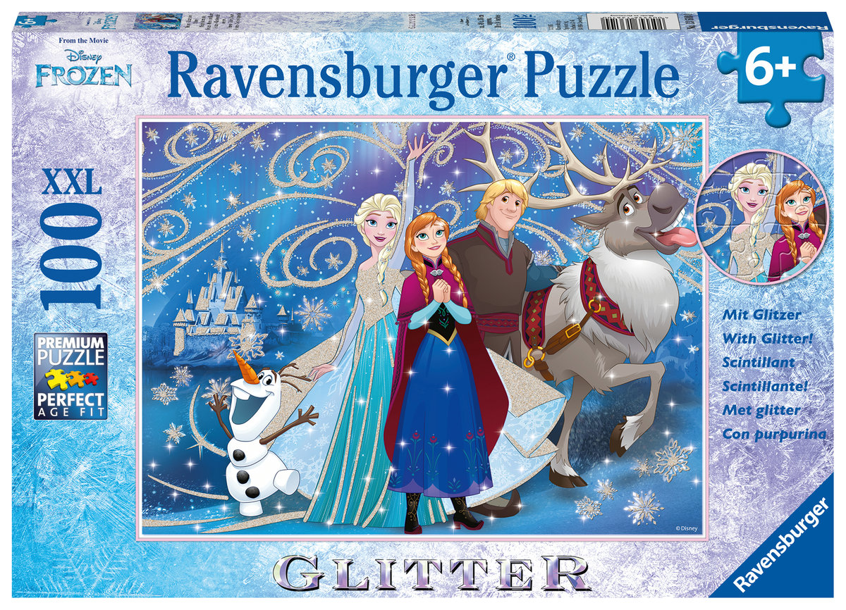 Ravensburger, puzzle, Disney, Kraina Lodu Błyszczący śnieg, XXL, 100 el.