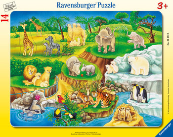 Ravensburger, puzzle dla dzieci 2D, Co tu pasuje? Wizyta w ZOO, 14 el. - Ravensburger