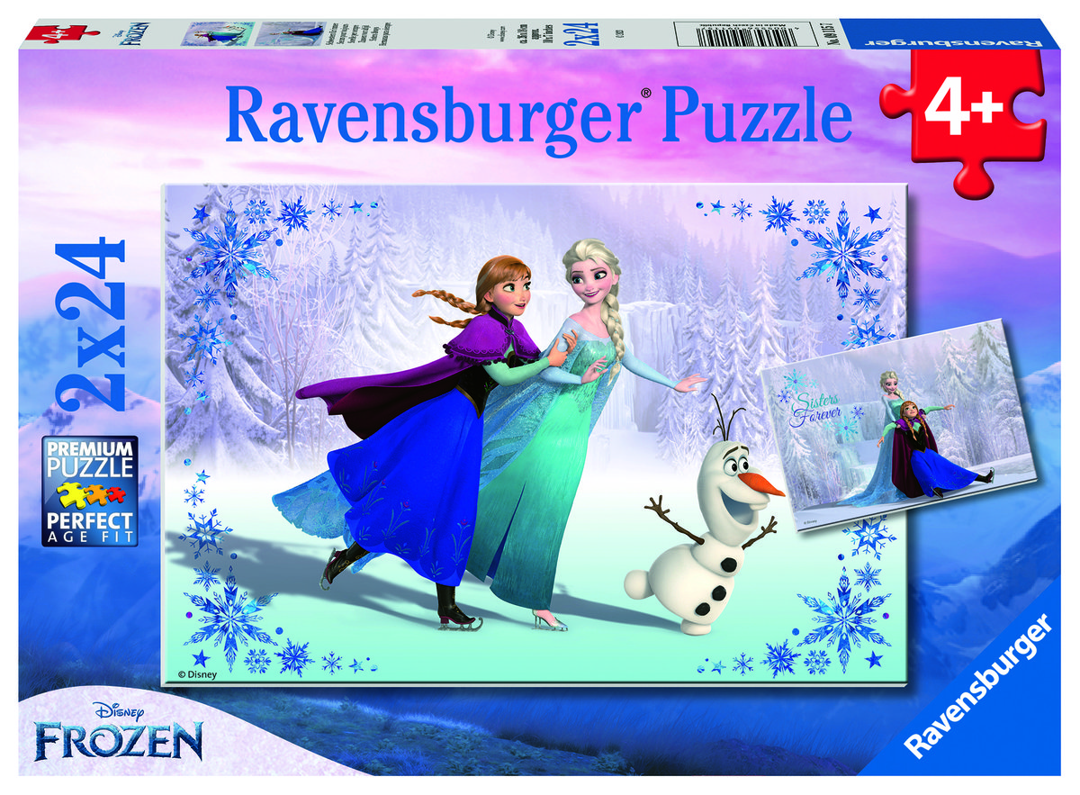 Ravensburger, puzzle dla dzieci 2D, Disney, Kraina Lodu, Siostry Na Zawsze, 2x24 el.